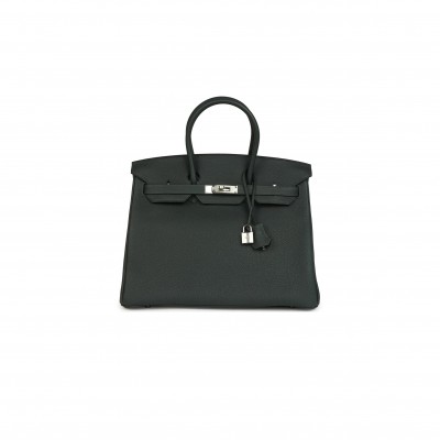 HERMÈS BIRKIN 35 VERT FONCE TOGO PALLADIUM HARDWARE (35*25*18cm) 